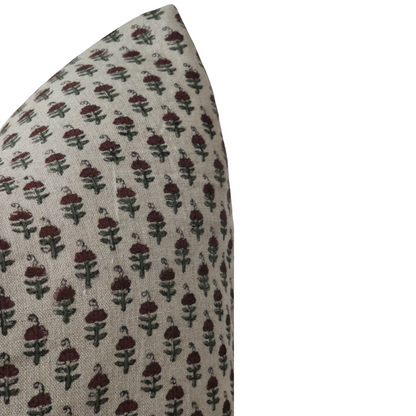 KELSEY || Dainty Flower Hand Block Print Throw Pillow Cover.