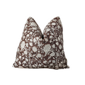 RUSSEL || Brown / Burgundy Floral Block Print Throw Pillow Cover.