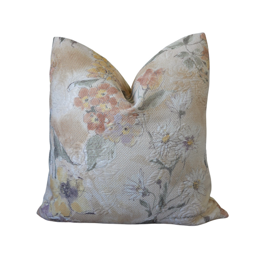 Golden Hour Floral Jacquard Throw Pillow Cover | Warm Tones & Elegant Texture