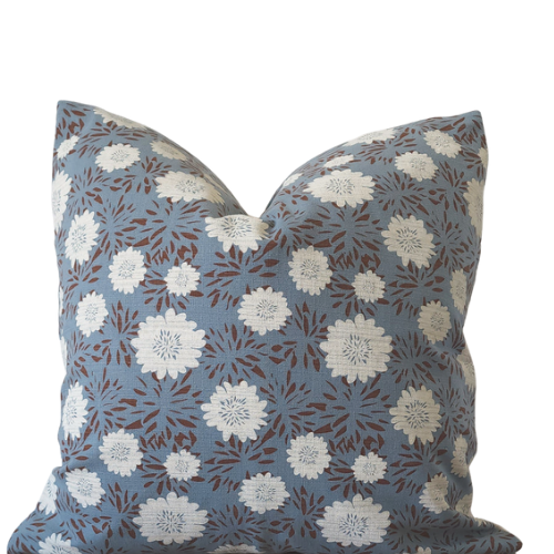 "Gwendoline" Blue and White Floral Throw Pillow