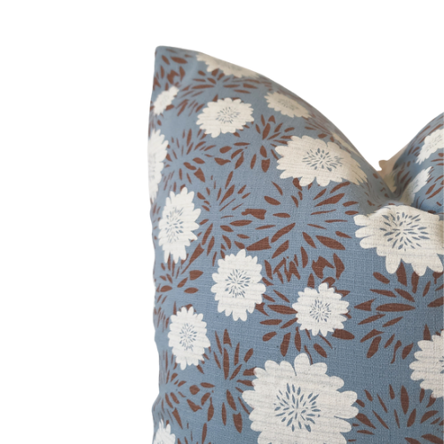 "Gwendoline" Blue and White Floral Throw Pillow